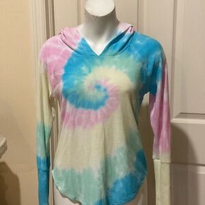 Chaser Multicolor Tie-Dye Hoodie. Athletic Thumb Holes. Small. Soft.